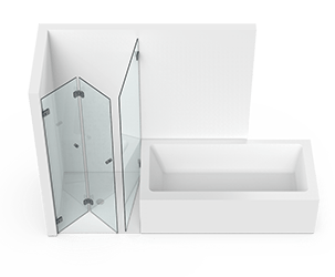 Badewanne · Falttür und Seitenwand
