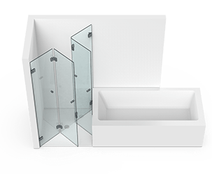Badewanne · Faltlösung mit Festteil und Seitenwand