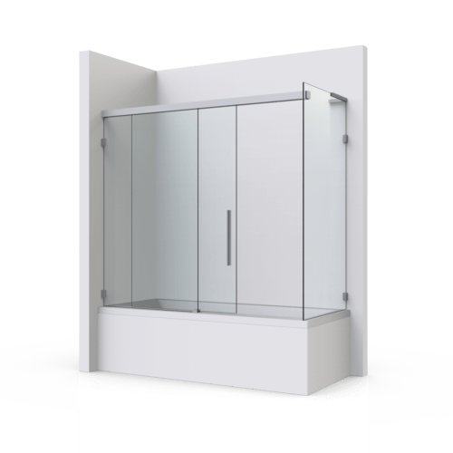Badewanne · Schiebetür und Seitenwand · Laufschiene am Glas befestigt