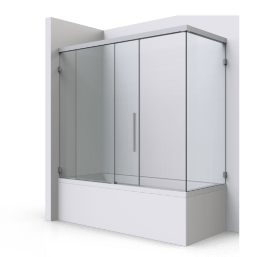 Badewanne · Schiebetür und Seitenwand · Laufschiene umlaufend