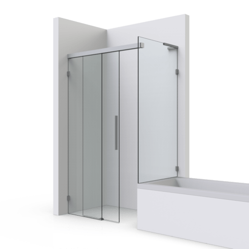 Badewanne · seitlicher Einstieg · Laufschiene am Glas befestigt